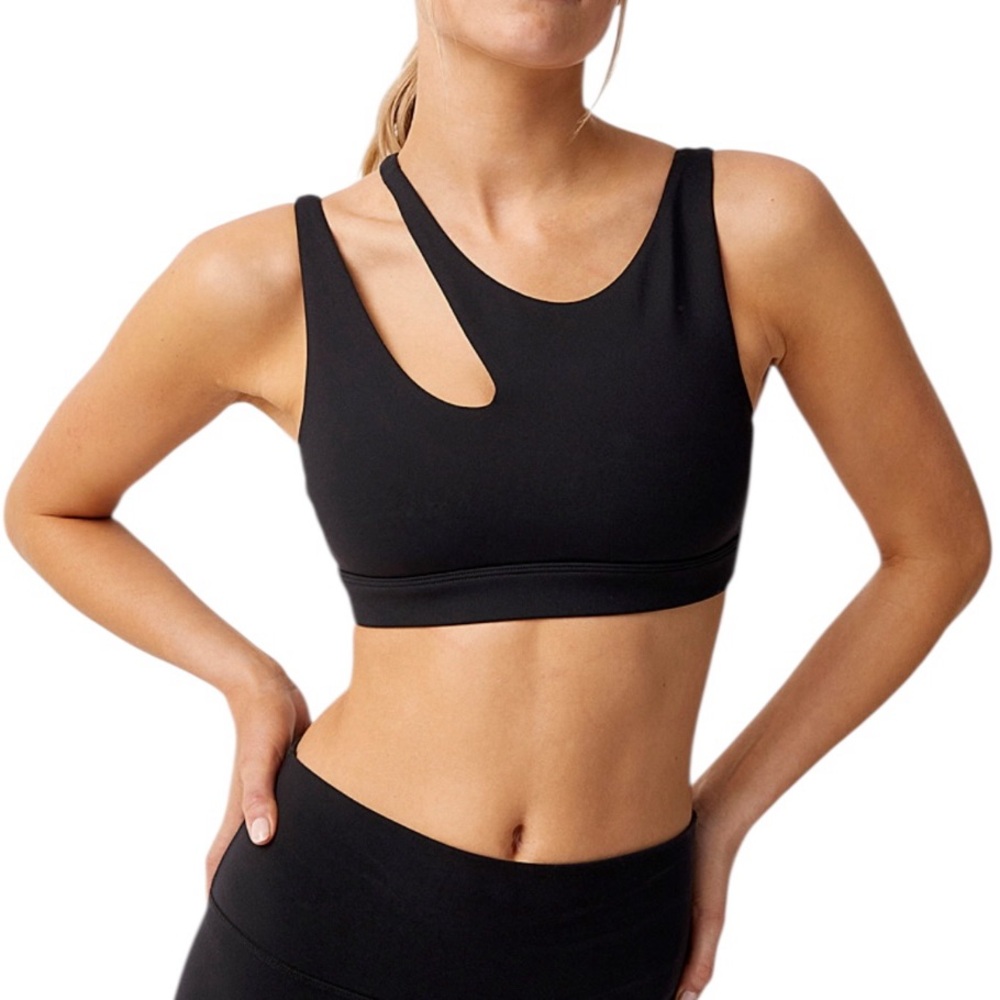 ALO Yoga Black Sports Bra in Black Size Large